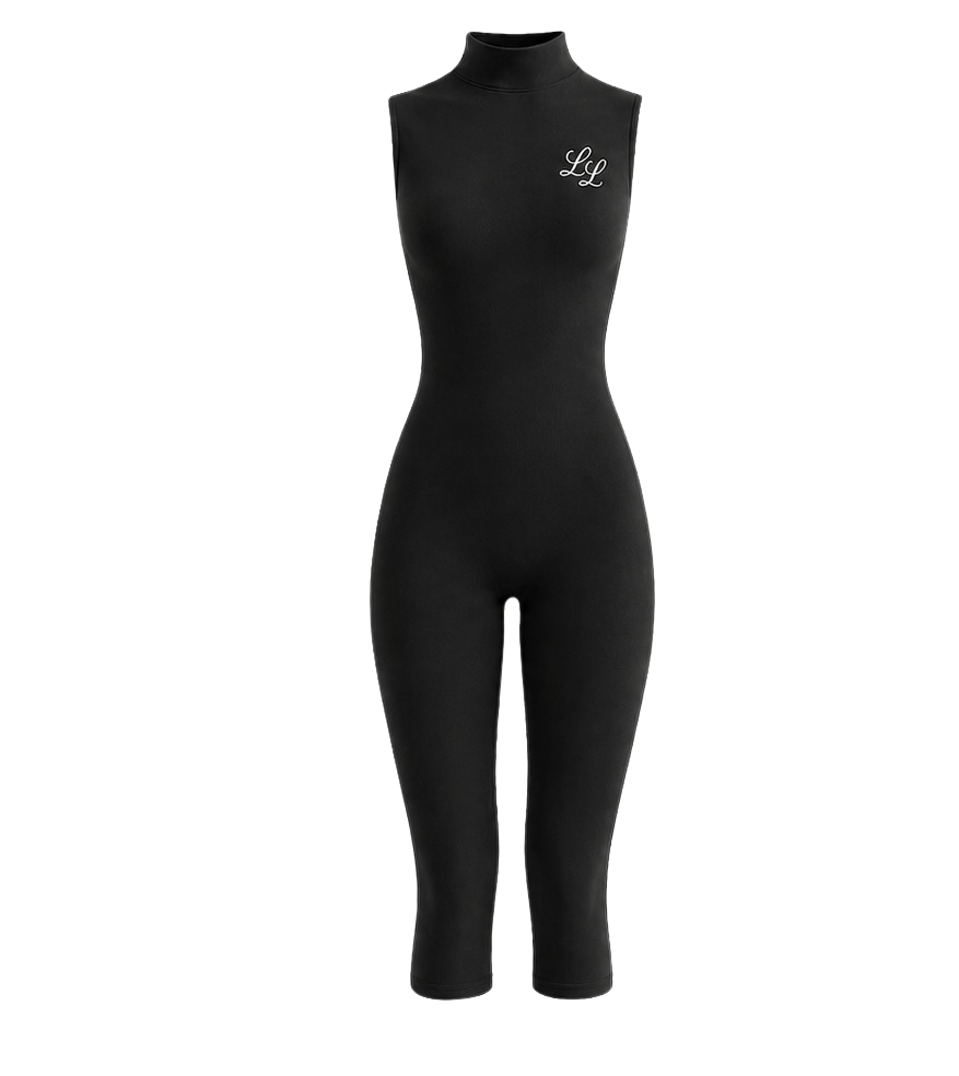The Noir Sculpt Capri Romper